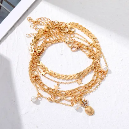 Multi-Layer Gold Alloy Anklet - Infinity Heart Star Butterfly Anklet for Women