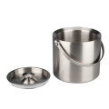 Brushed Stainless Steel Double-Walled Ice Bucket with Lid