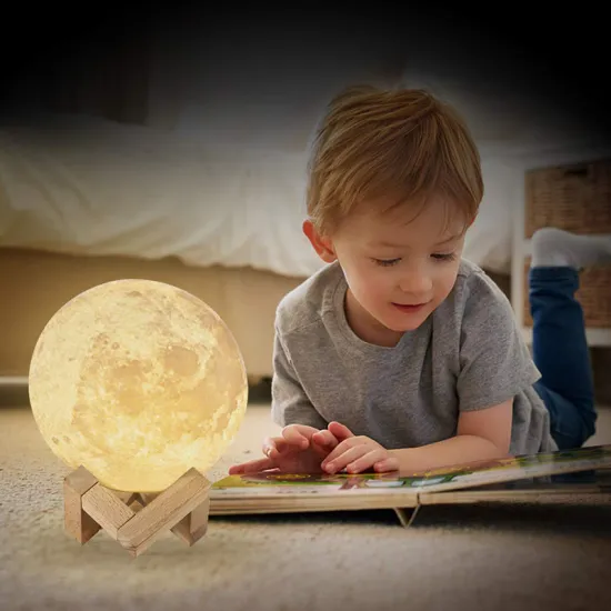 LED 3D Print Moon Lamp Rechargeable Color Change 3D Moon Childrens Lights Night Light