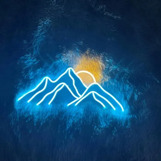 Custom LED Mountains Sunset Neon Sign for Home Decor