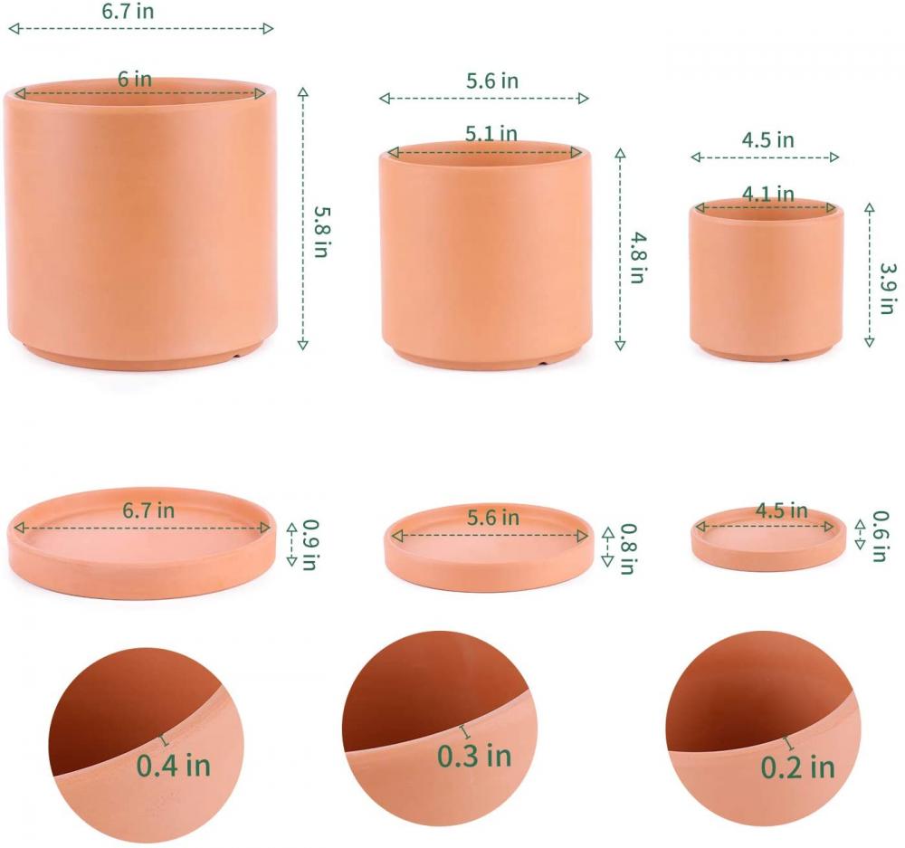 Jardinière en terre cuite avec trou de drainage et soucoupe