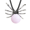 Rose Quartz 16MM Ball Antique Silver Spider Pendant (47x40mm) for DIY Making Jewelry