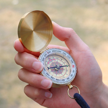 Vintage Copper Pocket Watch with Clamshell Compass Box: A Multifunctional Outdoor Mountaineering Tool with Luminous Cover
