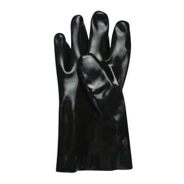 Guantes de franela de PVC negros con acabado liso