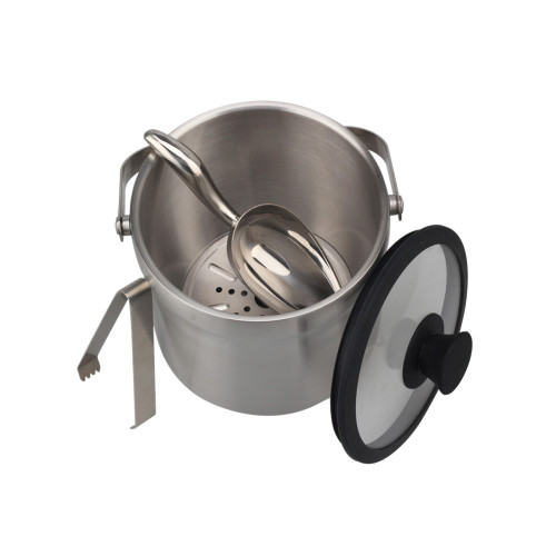 Stainless steel Ice Bucket Set with Tong, Strainer