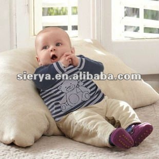 baby 100% cotton knit sweater with bear jacquard