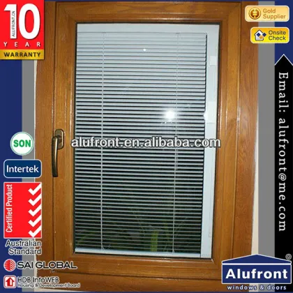 Aluminum Clad Wood Hinged Windows With Built-in Blinds/Casement Window/Swing Window