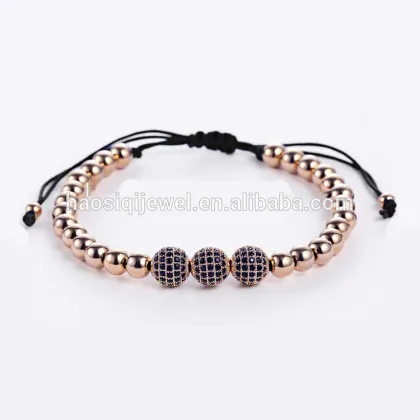 men macrame bracelet gold jewelry stainless steel bead bracelet