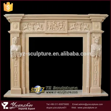 indoor decorative carved sandstone fireplace mantel for sale