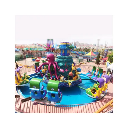 Ocean Island Shark Ride with Water Gun: Outdoor Playground Water Rides for Children