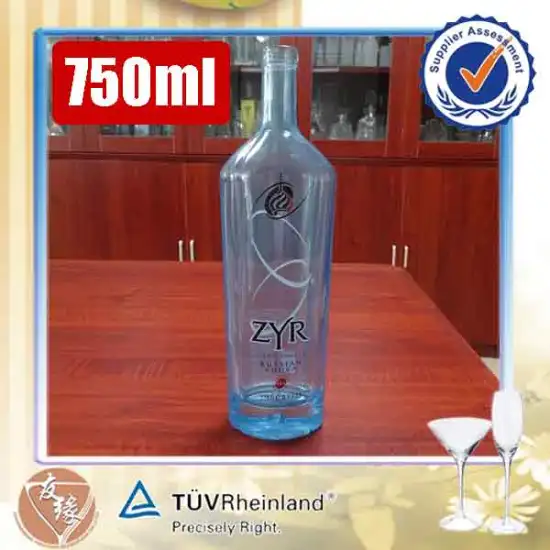 China alibaba wholesale paint colored blue 750ml empty liquor bottle sale
