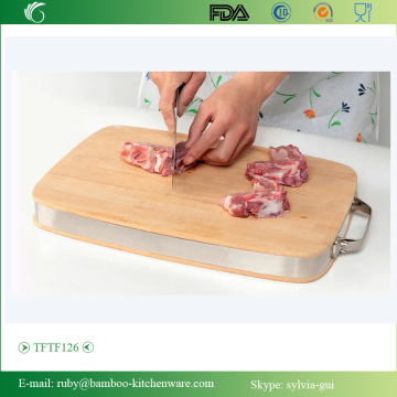 TFTF126/ 2015 Cool Oranic Bamboo Cutting Board with Stainless Steel Frame and Handle