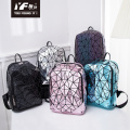 Geometric fabric water drop PU leather packpack bag