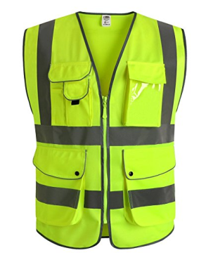 9 Pockets Zipper Front Safety Vest With Reflective Strips