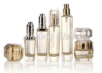 130ml Transparent Cosmetic Glass Bottles / Skin Care Glass Products Packaging