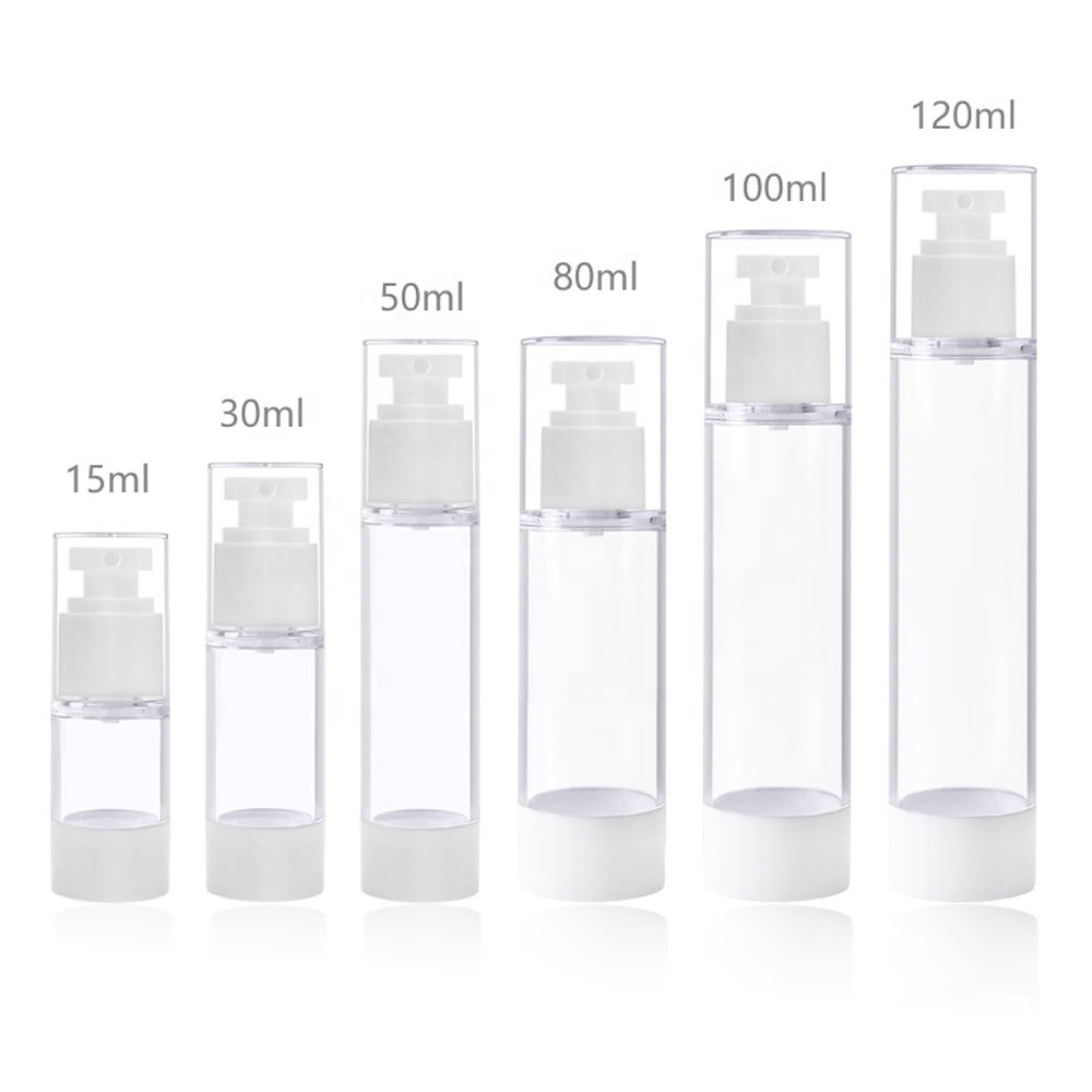 30ml 50ml 80ml 100ml 120ml Profissional Luxury Cosmetic Packing Bomba sem ar para garrafas de soro cosmético