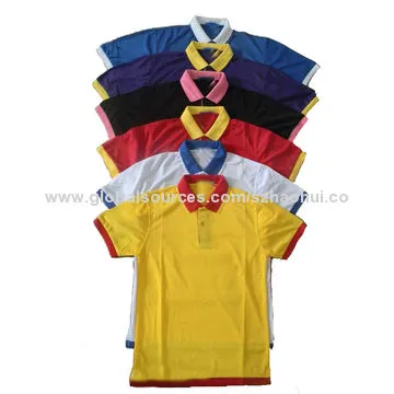 Men's fancy short sleeve polo shirt with double collars and hems