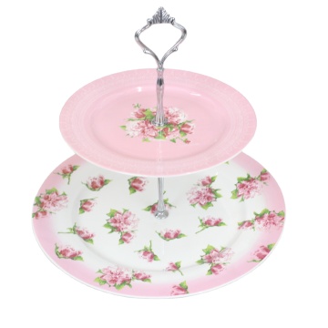 Wholesale 2 Tier Round Porcelain Cake Plate Ceramic Cake Stand for Home, Hotel, Restaurant, Wedding