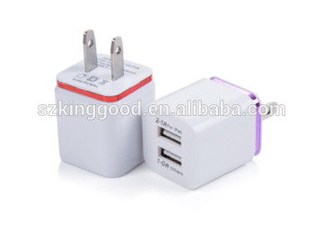 Alta qualità US Plug 5V 2.1 / 1A Dual USB Caricatore CA USB da parete Adattatore di alimentazione per ipad iPhone Samsung HTC Cellulari