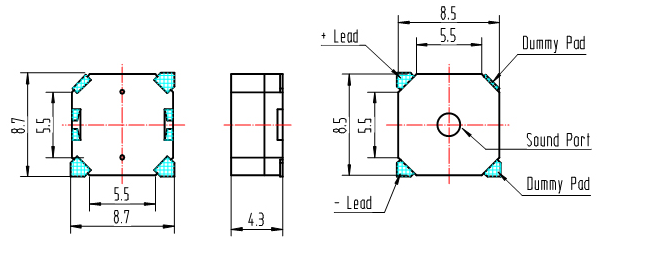 8.5x8.5x4mm SMD Magnetic Trasducer Buzzer 3.6V 5V 