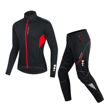 WOSAWE Men's Windproof Waterproof Soft Shell Cycling Jacket and Thermal Fleece Pants