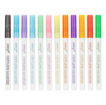 2024 Collection: 12 Color Self-Refill Metallic Silver Double Line Pen Set for Greeting Cards, Crafts, and Posters