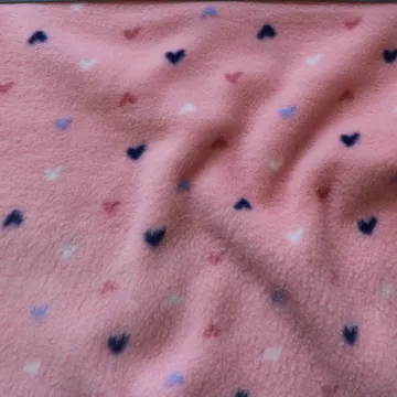 100 Polyester Small Heart Pattern Soft And Stretchy Print Ploar Fleece Fabric For Colthing Customized Color