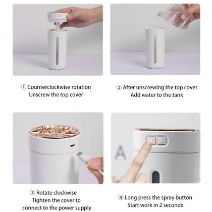 Car Humidifier 300ml Silent Mist Cup Humidifier for Cars