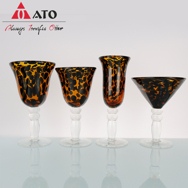 Set de copa de vidrio de vino de leopardo elegante