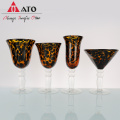 Set de copa de vidrio de vino de leopardo elegante