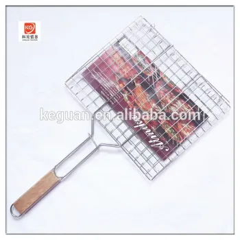 B-016 hot sale popular wooden handle stainless steel bbq grill