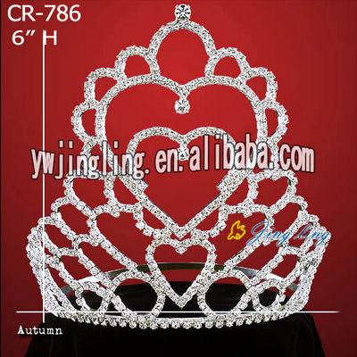 Wholesale Cheap Heart Rhinestone Pageant Crowns CR-786