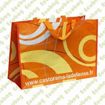 Plastic Tote Bag, Made of PET Woven Fabric, OEM Orders are Welcome
