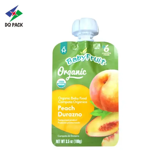 DQPACK Stand up pouch plastic bag for packaging reusable squeeze baby drinks food pouches packaged