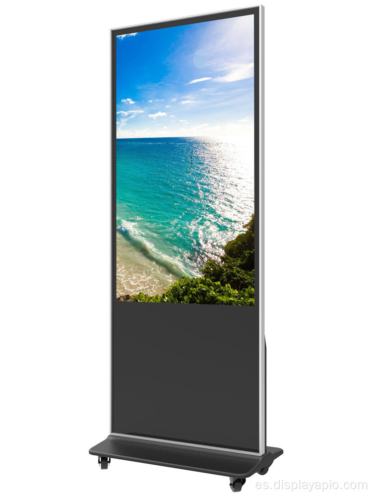 Pantalla de señalización digital de pie con ruedas