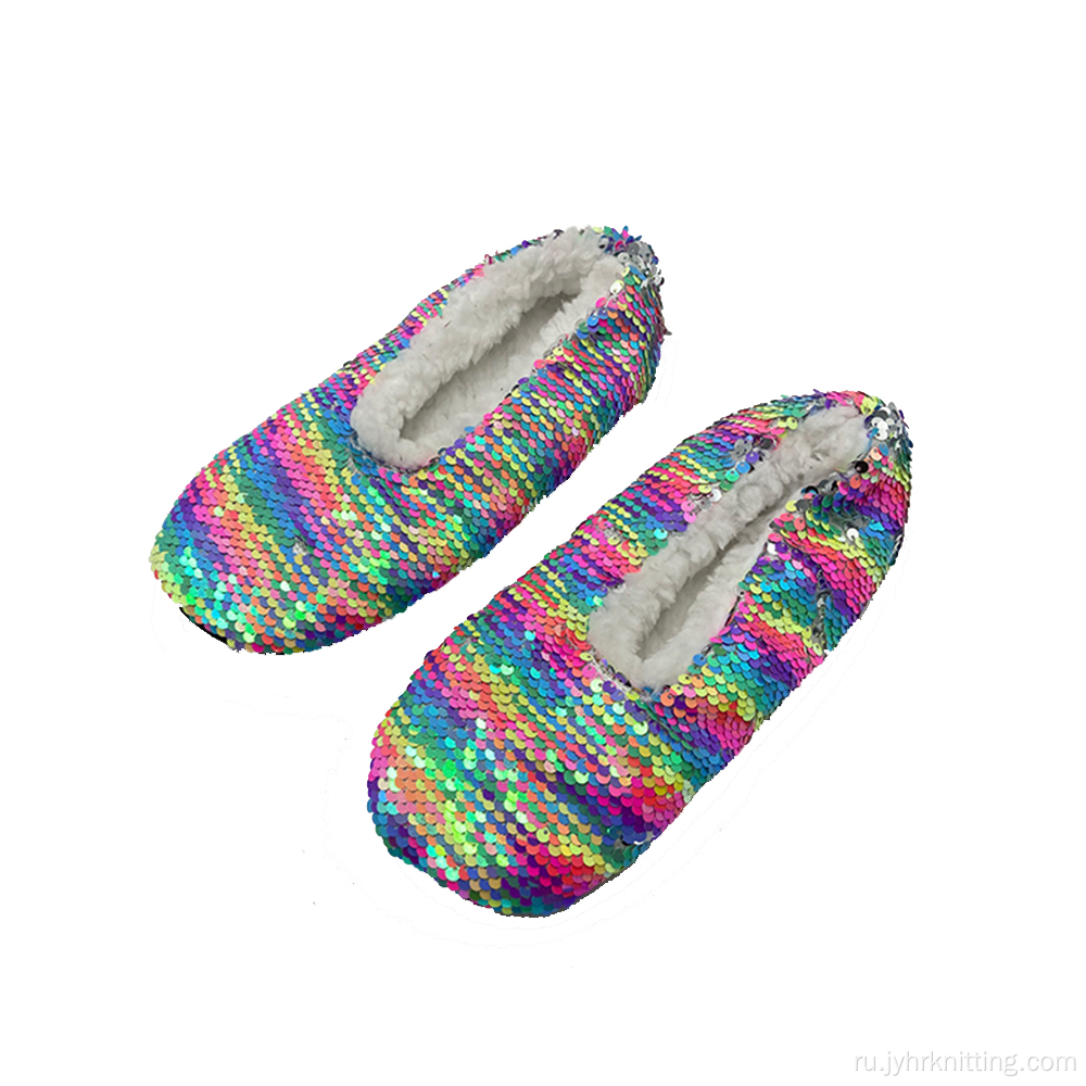 Sequin Fuzzy Balleerina Slippers с подошвой