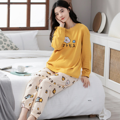 Spring and autumn long-sleeved pajamas female