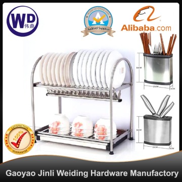 WDJ340 kitchen 2 tier hanging stainless steel dish rack