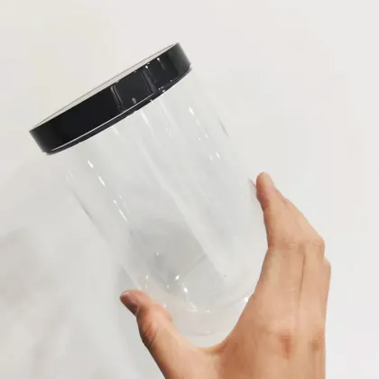 Wholesale Clear Wide Mouth Plastic PET Round Jars with Cap - 1L