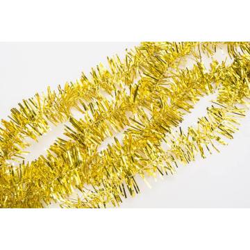 Colorful tinsel garland Christmas ornaments