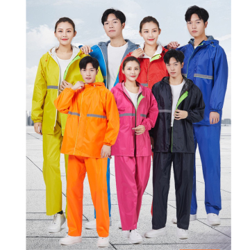 Waterproof Raincoat Set for Men and Women: Cycling & Motorcycle Hooded Outdoor Reflective Rain Coat and Pants