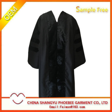 High Quality Black PHD Graduation Gown