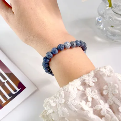 Blue Coral and Black Agate Stone Beaded Bracelets Wholesale