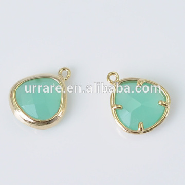 Triangle Shaped Imitation Green Jade Gemstone Connectors Pendants