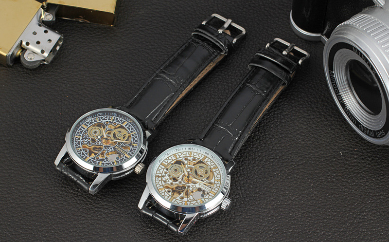 classical men leather band watch multi function watch