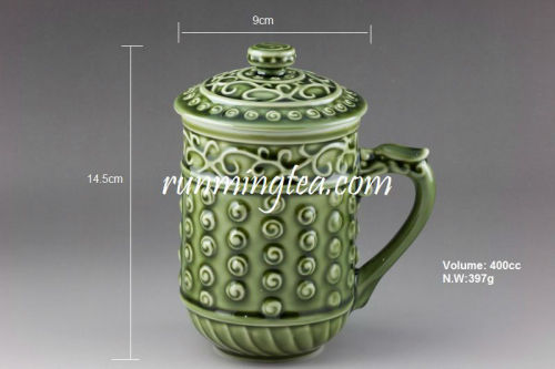 "Living Porcelain" Green Lucky Tea Mug, 400cc/mug