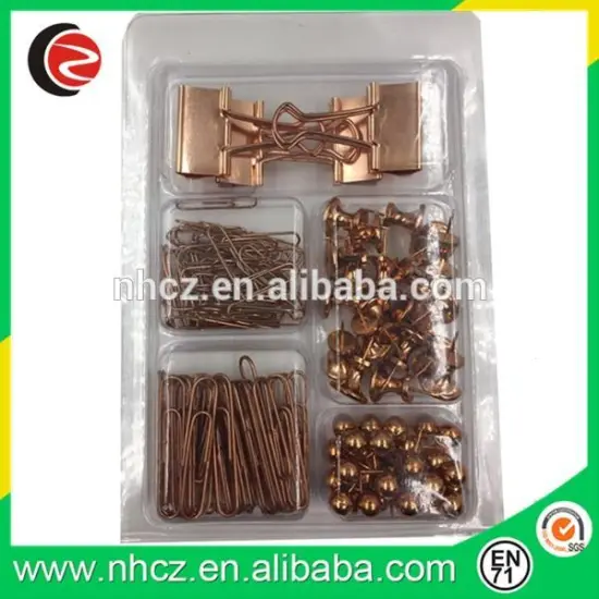 Rose Gold Binder Clips and Paper Clips Office Set