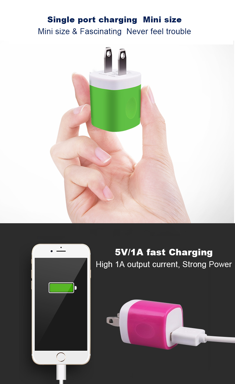 colorful single usb wall charger travel adapter 2