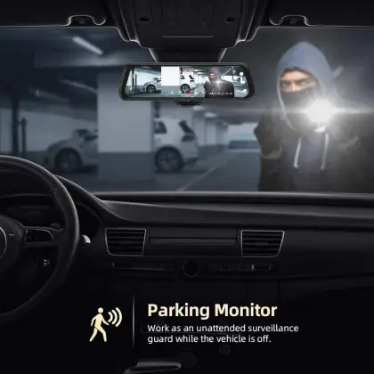 QSF New Mirror Dash Cam: 1080P HD Touchscreen Dual-Lens with RearView Night Vision for Car DVR Camera - Factory Dash Cam