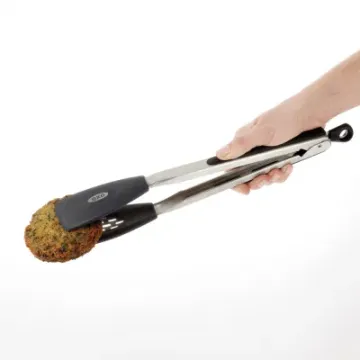 New Design Good Grips Silicone Flexible Tongs Stainless Black Food Tongs